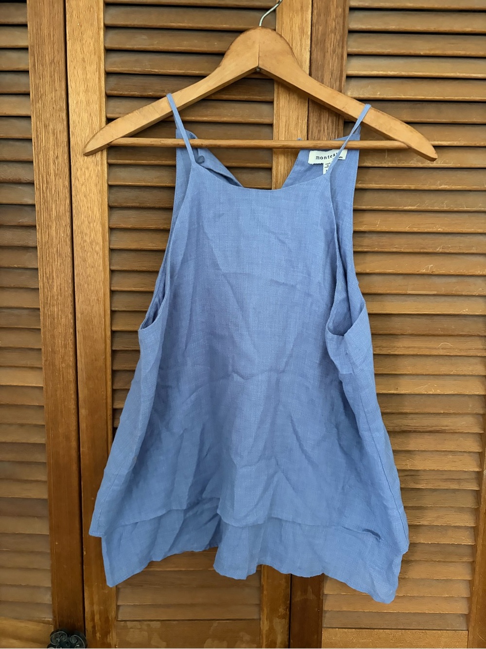 Chambray Blue cotton Blend Spaghetti Strap Camisole in size medium asymmetric
